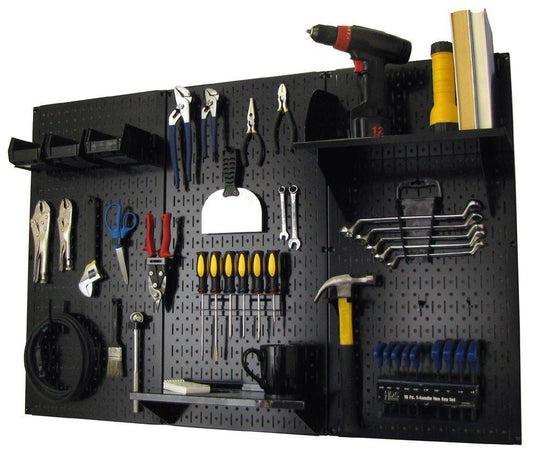 4' Metal Pegboard Standard Tool Organizer Kit with Accessories - Black/Black