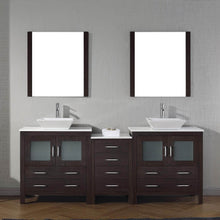 Load image into Gallery viewer, Products virtu usa dior 82 inch double sink bathroom vanity set in espresso w square vessel sink white engineered stone countertop single hole polished chrome 2 mirrors kd 70082 s es