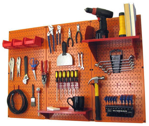 4' Metal Pegboard Standard Tool Organizer Kit with Accessories - Orange/Red