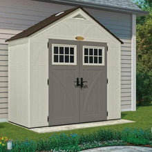 Load image into Gallery viewer, Budget friendly suncast 4 x 8 tremont storage shed with windows outdoor storage for backyard tools and accessories all weather resin material transom windows and shingle style roof