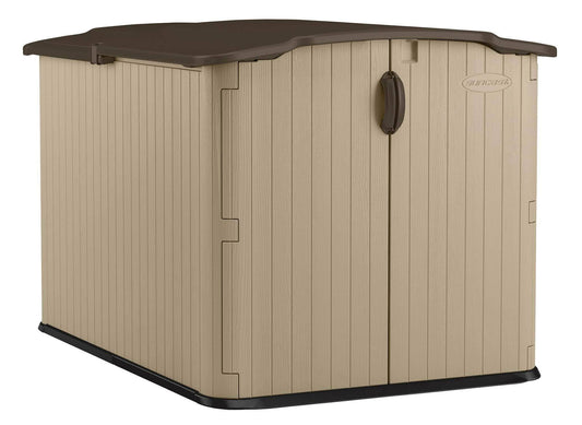 Storage suncast glidetop slide lid shed outdoor storage shed with walk in access for backyards lockable storage for bikes mowers and patio furniture