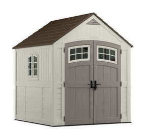 Storage organizer suncast 7 x 7 cascade storage shed outdoor storage for backyard tools and accessories all weather resin material transom windows and shingle style roof