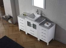 Load image into Gallery viewer, Best virtu usa dior 60 inch single sink bathroom vanity set in white w square vessel sink italian carrara white marble countertop single hole polished chrome 1 mirror ks 70060 wm wh