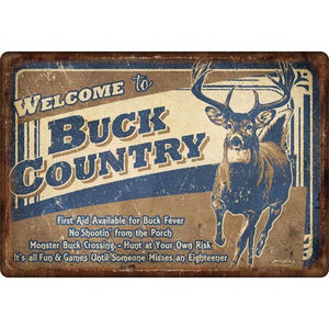 Buck Country Tin Sign 12"x17"