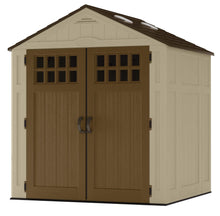 Load image into Gallery viewer, On amazon suncast 6 x 5 everett storage shed outdoor storage for backyard tools and accessories all weather resin material transom windows and shingle style roof wood grain texture