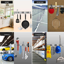 Load image into Gallery viewer, Buy tsmine broom holder organizers and storage stainless steel mop holder wall mounted garden tool heavy duty rack hooks for garage home kitchen bathroom closet and shed 3 racks 4 hooks