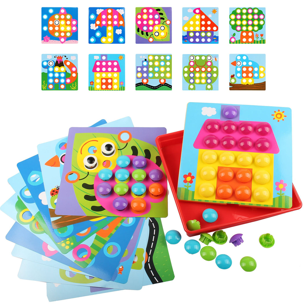AMOSTING Color Matching Mosaic Pegboard Early Learning Educational Toys for Boys and Girls