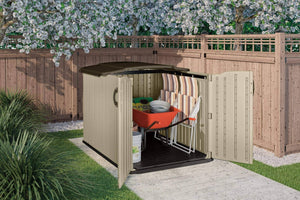Top rated suncast glidetop slide lid shed outdoor storage shed with walk in access for backyards lockable storage for bikes mowers and patio furniture