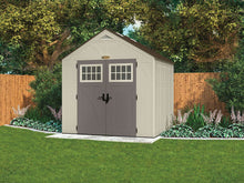 Load image into Gallery viewer, Explore suncast 8 x 7 tremont storage shed with windows outdoor storage for backyard tools and accessories all weather resin material transom windows and shingle style roof