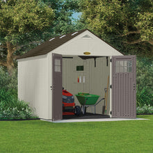 Load image into Gallery viewer, Results suncast 8 x 10 tremont storage shed outdoor storage for backyard tools and accessories all weather resin material transom windows and shingle style roof