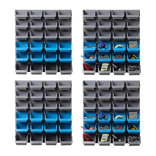 Giantz 96 Storage Bin Rack Wall-Mounted Tool Parts Garage Shelving Organiser