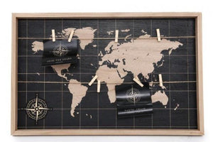 Large Black World Map Peg Board