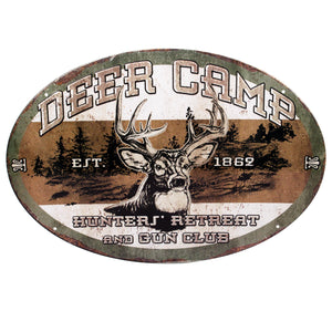 Deer Camp Tin Sign 12"x17"