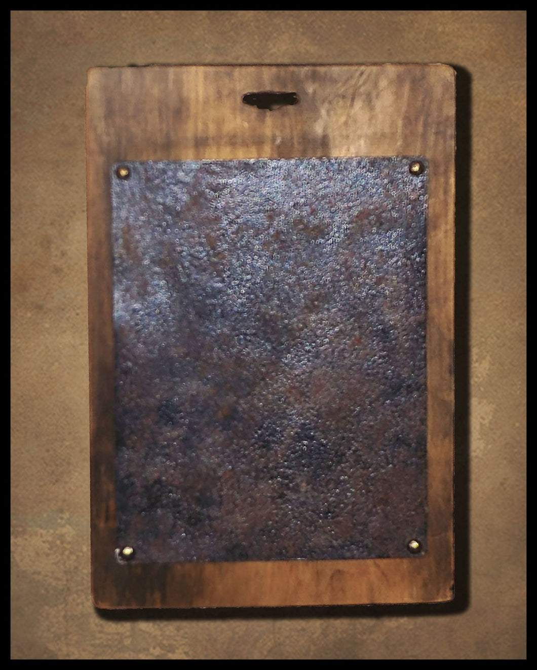 Wood And Faux Rusted Metal Center - Finishing Boards- For Stitching, Punching, And Creative Finishes