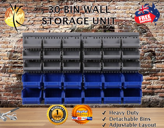 30 Bin Wall Mounted Rack Storage Organiser