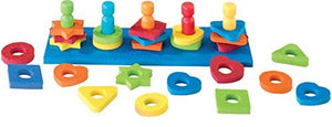 SALE - Shape and Color Sorting Peg Board Toy - Crepe Rubber