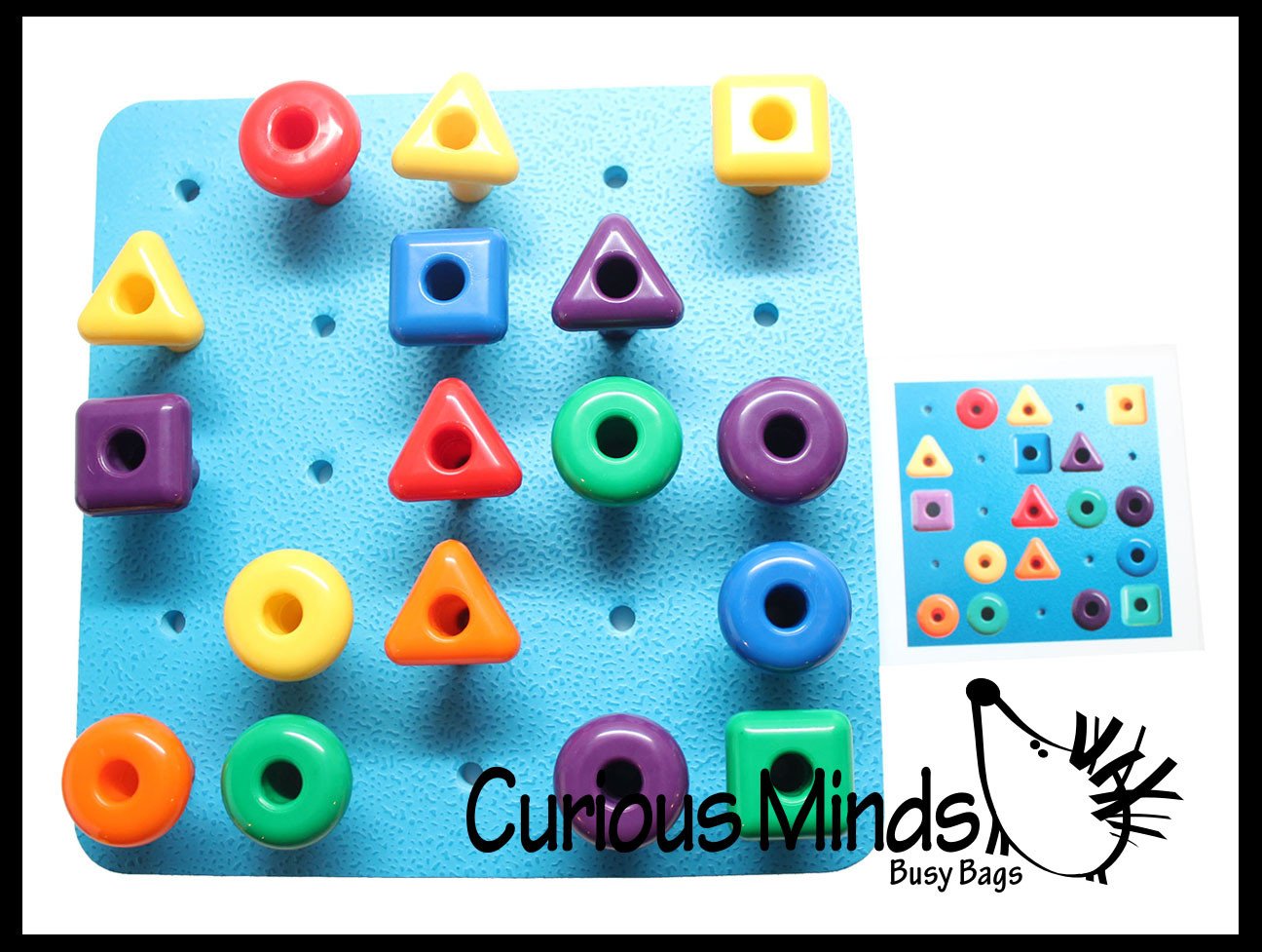 Shape Peg Board Problem Solving - Pattern Matching Busy Bag with Pegs and Board - Lacing Activity